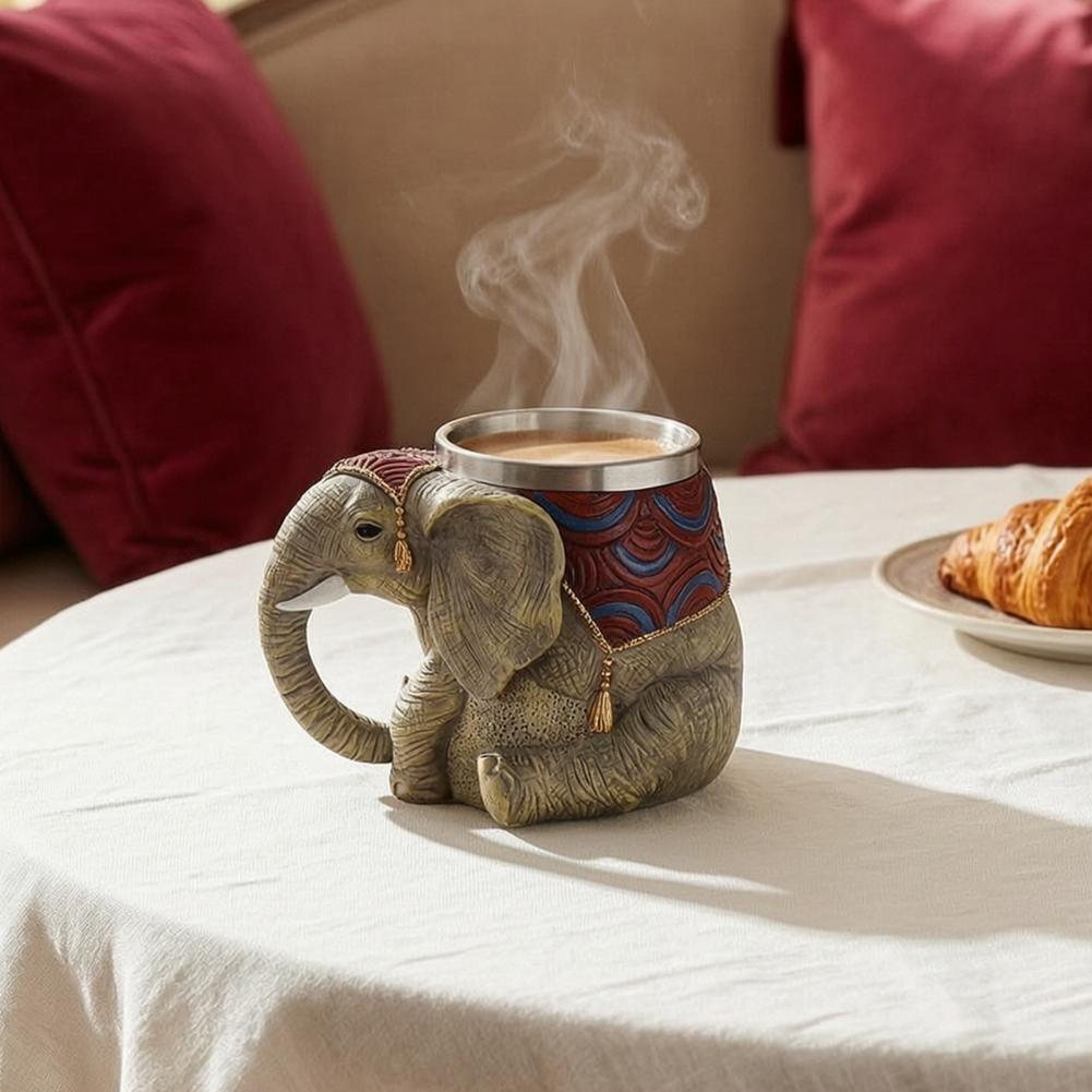 Coffee Equipment Eu - Elefanten-Tasse aus Kunstharz, 3D-Kaffeetasse mit Elefantenmotiv,
