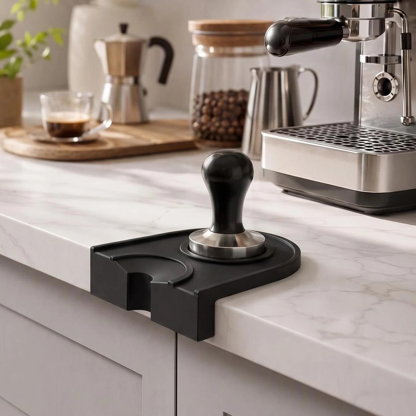 Coffee Equipment Accessories - Kaffee-Tamper-Matte aus Silikon, klein, schwarz, Espresso-Tamper-Unterlage,