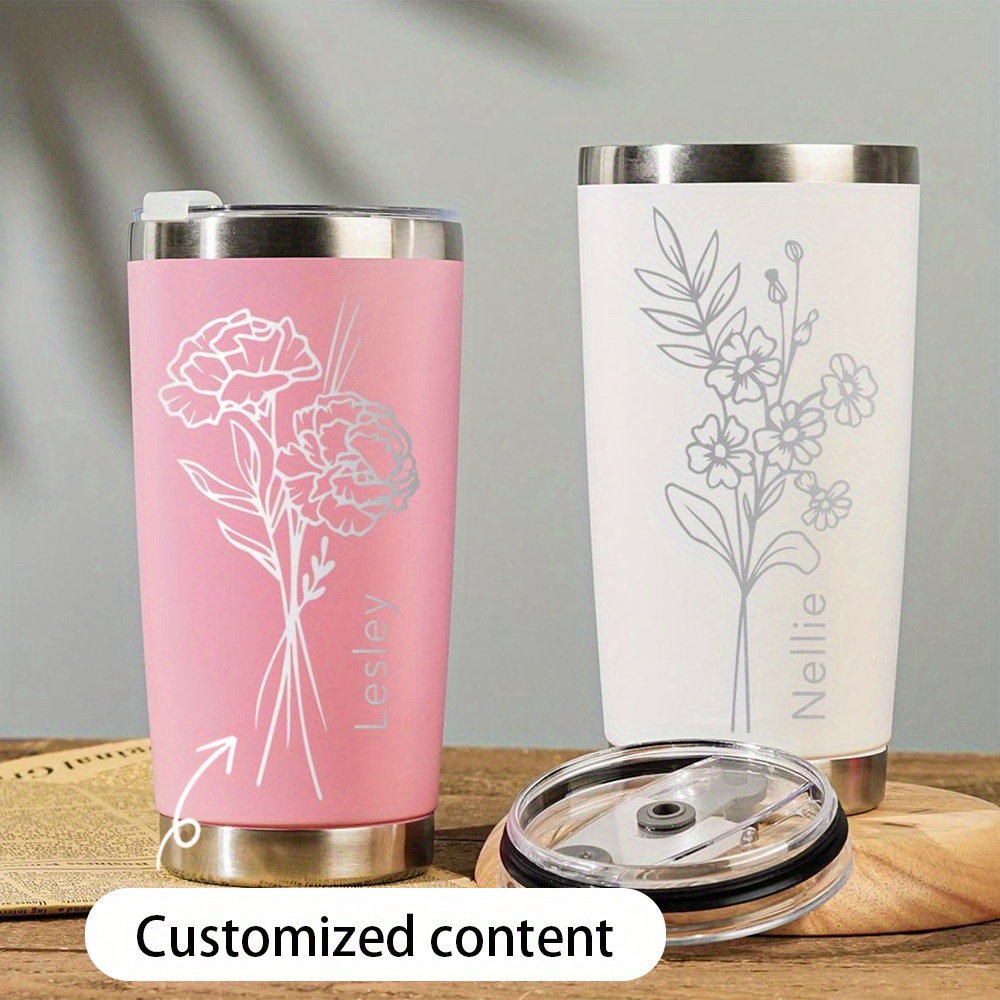 Coffee Equipment Eu - Personalisierter Edelstahl-Becher mit Namen, Nelken-Blume als