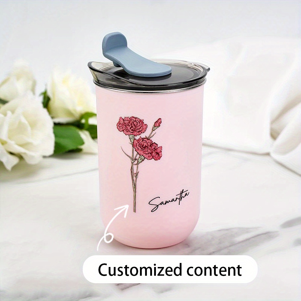 Coffee Equipment Eu - Personalisierter Geburtsblumen-Kaffeebecher, Reisebecher aus Edelstahl mit